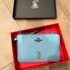 Coach X Disney Baby Blue Mickey Mouse Wristlet Exclusive Collab
